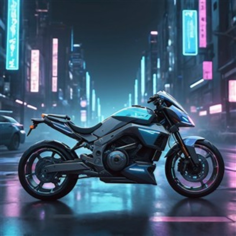 Neon Drøm: Futuristisk Motorcykel i Bylandskab - Oplev en moderne motorcykel i et spektakulært futuristisk bymiljø, badet i neonlys. Denne plakat tilføjer en spændende kant til dit rum og vækker nysgerrighed og eventyrlyst.