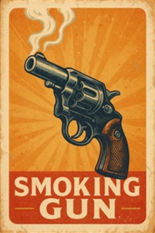 Røgen fra Det Forgange - Oplev den unikke stemning af vintage glamour med dette fantastiske billede af en røgfyldt revolver. Den varme orange baggrund tilfører liv og karakter til dit rum, perfekt til at skabe en slående samtale-starter.