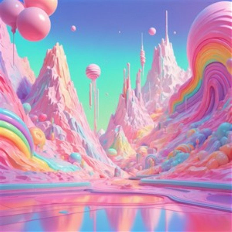 Pastelbjerglandskab - En Drømmeverden - Forvandl dit rum med dette surrealistiske pastelbjerglandskab. De bølgende bjerge og svævende kugler skaber en magisk atmosfære, perfekte til at inspirere fantasi og drømme.