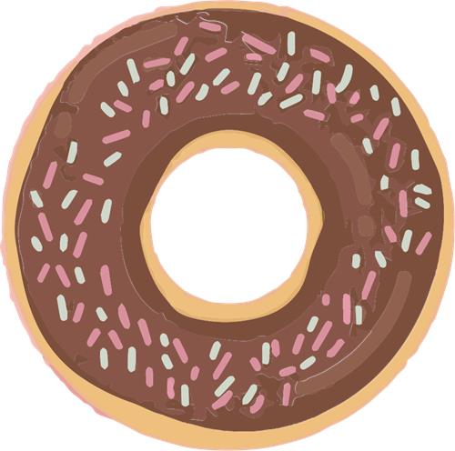 Lækker chokolade-donut med farverige drys