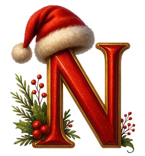 Julebogstav N med nissehue