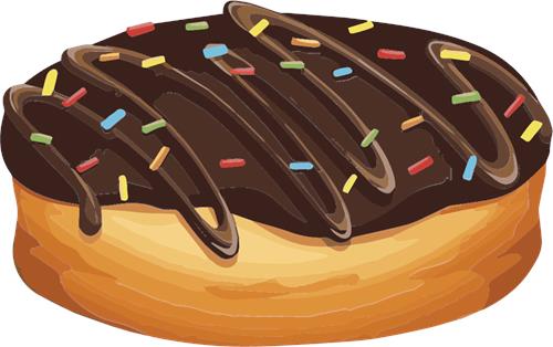 Lækkert chokolade donut med farverige perler
