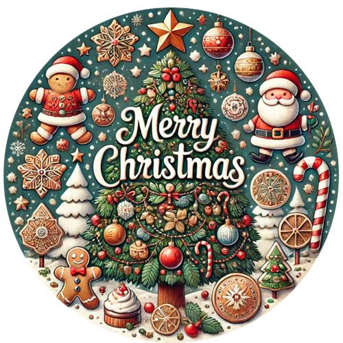 Julefest med træ og dekorationer