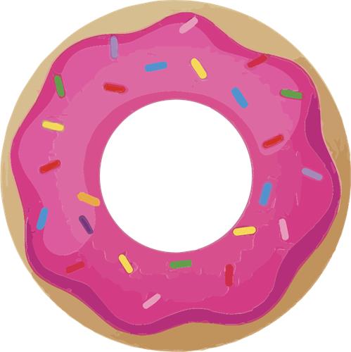 Farverig donut med glasur og drys