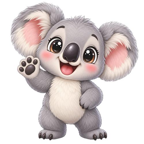 Sød koala med løftet pote
