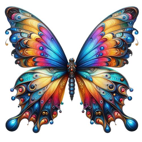 Farverig sommerfugl med detaljeret mønster