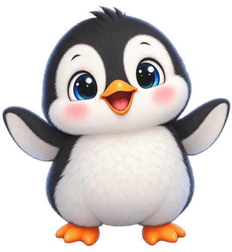Sød pingvinunge med orange fødder