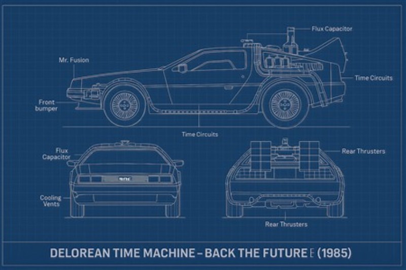 Delorean Tidsmaskine Skitse – Den Perfekte Gadgets Ensemble - Oplev den ikoniske Delorean tidsmaskine i denne detaljerede skitse, der fanger essensen af eventyret fra 'Tilbage til Fremtiden'. Denne kunst giver en nostalgisk stemning og vil tilføje et unikt præg til dit hjem.